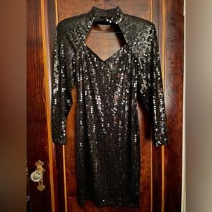 Black sequined party dress, size 8